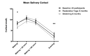 Salivkortisol nivåer vid början och slutet av studien